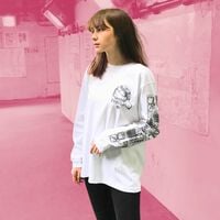Serial Experiments Lain × Messa Store Psyche White Long Sleeves Sweatshirt | Obscure Anime Shirt | Streetwear Vintage Y2K | Rare Original - Thumbnail 5