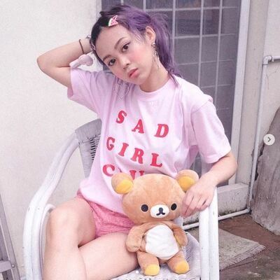 Coquette y2k pink tee | sad girl club print t-shirt | quirky pink fashion statement - Thumbnail 1