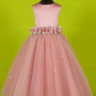  beautiful pink flower girls dresses for weddings pretty formal girls gowns cute satin puffy tulle pageant dress spring - Thumbnail 2