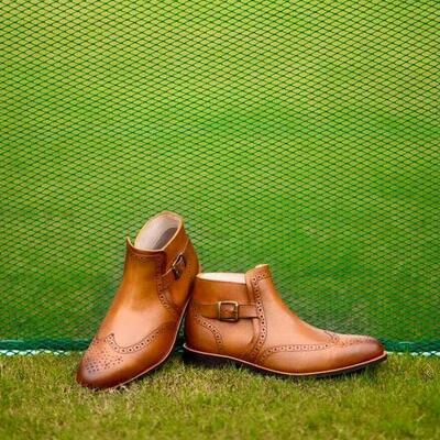 New handmade jodhpurs leather boots for men, ankle boot formalbleather sole boot