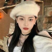 Soft & Fuzzy Lady Faux Fur Beanie Hat | SHIPS FROM JAPAN | Cute French Beret Style | Winter Fashion - Thumbnail 2