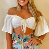 Temperament White Casual Two Piece Set - Thumbnail 1