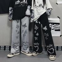 Vintage High Waist Butterfly Flame Casual Sweatpants - Thumbnail 1
