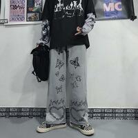 Vintage High Waist Butterfly Flame Casual Sweatpants - Thumbnail 2