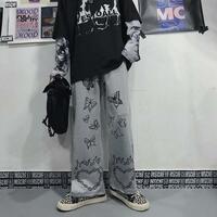 Vintage High Waist Butterfly Flame Casual Sweatpants - Thumbnail 4