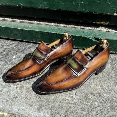 Luxury twotone loafers shoes men's handmade penny loafers moccasin formal dress shoes