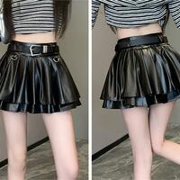 Millennium Silver Pleated A-line Skirt With Belt - Thumbnail 7