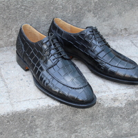 Crafted Leather Classic Men Shoes Black Exotic Crocodile Leather Split Toe Dress Oxford - Thumbnail 2