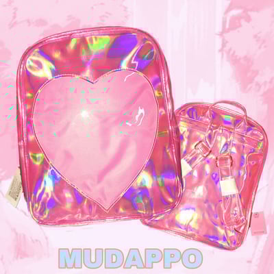 Laser transparent peach heart love backpack student schoolbag