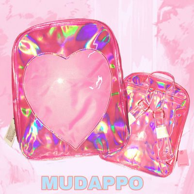 Laser transparent peach heart love backpack student schoolbag