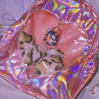 Laser transparent peach heart love backpack student schoolbag - Thumbnail 1