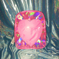 Laser transparent peach heart love backpack student schoolbag - Thumbnail 2