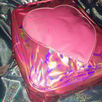 Laser transparent peach heart love backpack student schoolbag - Thumbnail 5
