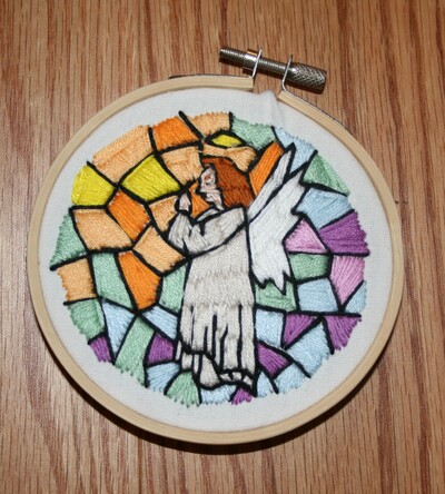 Angel Stained Glass Embroidery Hoop