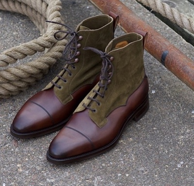 Burnished Cap Toe Vintage Leather Brown Maroon High Ankle Casual Dress Men Boots