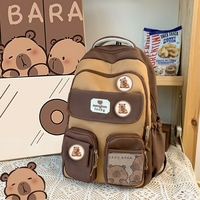 Cute Capybara School Backpack With Plush Pendant - Thumbnail 1