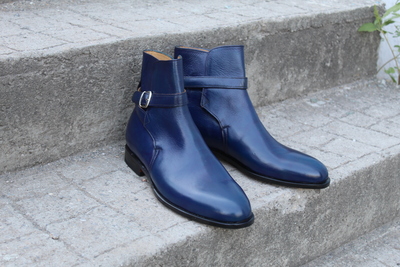 Crafted Leather Classic Dress Shoes Blue Genuine Leather Jodhpur Buckle Strap Boot