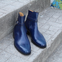 Crafted Leather Classic Dress Shoes Blue Genuine Leather Jodhpur Buckle Strap Boot - Thumbnail 6