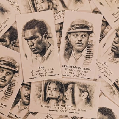 Night of the living dead - series 2 - three (3) piece custom horror movie vintage trading card set