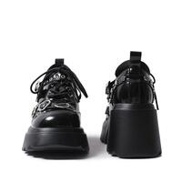 Heart Buckle Design Platform Leather Shoes - Thumbnail 2