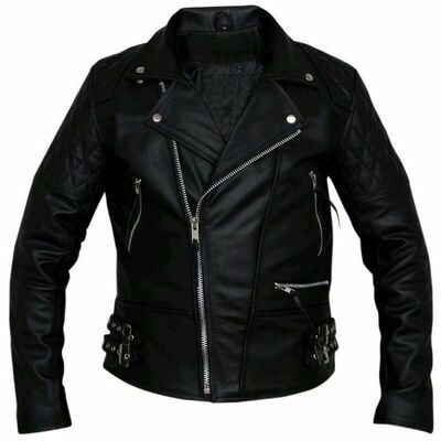 Moto New Men Slim Fit Lambskin Leather Jacket Black Quilted Biker Motorcycle
