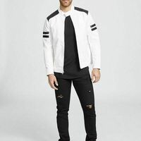 Handmade Mens White Leather Jacket Mens Biker Moto Quilted Custom Jacket - Thumbnail 4