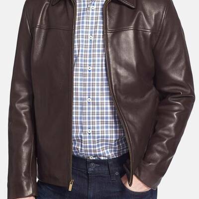 New men's genuine lambskin leather jacket slim fit biker motorcycle jacket - Thumbnail 3