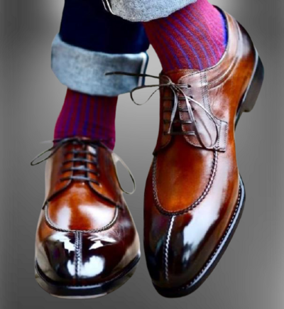 Handmade Real Leather Mens Dress Shoes Brown Derby Oxford Lace Up Shoes