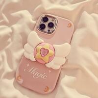 Magic Card Girl Sakura Star Wing suitable for iPhone stereo cartoon creative bracket silicone protective cover - Thumbnail 4