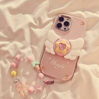 Magic Card Girl Sakura Star Wing suitable for iPhone stereo cartoon creative bracket silicone protective cover - Thumbnail 8