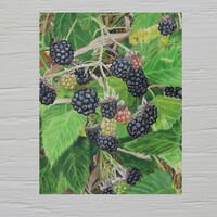 "Blackberries" Nature Inspired Artwork By N.E.Thompson, Art Print - Thumbnail 1