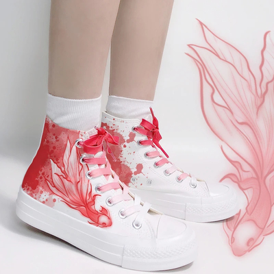 Scarlet Koi Fish Print Sneakers