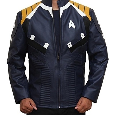 Blue star trek beyond chris pine caption kirk leather jacket