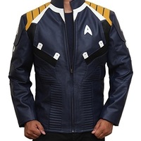 BLUE STAR TREK BEYOND CHRIS PINE CAPTION KIRK LEATHER JACKET - Thumbnail 1