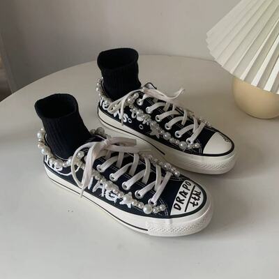 Harajulu Luxury Pearl Letter Sneakers