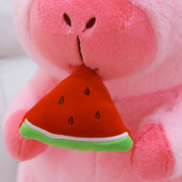 Pink Capybara Plush Toy With Watermelon - Thumbnail 3