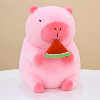 Pink Capybara Plush Toy With Watermelon - Thumbnail 4