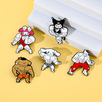 5Pcs Cartoon Funny Cute Brooch Set Creative Muscle Enamel Pin brooches - Thumbnail 1