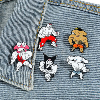 5pcs cartoon funny cute brooch set creative muscle enamel pin brooches