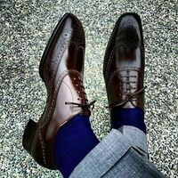Men Bespoke Handmade Shoes, Genuine Leather Formal Oxford Shoes, Chiseled Toe Brown Leather Lace Up Shoes for Men - Thumbnail 1