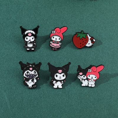 6pcs Cute anime kuromi kitty brooches pins set
