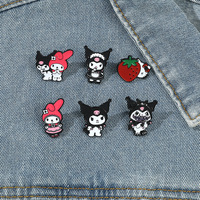 6pcs Cute anime kuromi kitty brooches pins set - Thumbnail 4