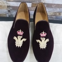 Crafted Leather Men Velvet Loafers Moccasin Dress Shoes - Thumbnail 2