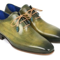 New Handmade Men's Olive Green Leather Loafer Slip On Stylish Loafers Dress & Formal Shoes - Thumbnail 1