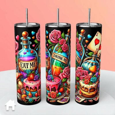 Alice in wonderland eat me drink me tumbler