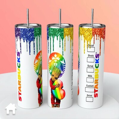 Groot pride starbucks type tumbler