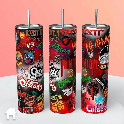 Rock metal hair band tumbler - poison motley crue heart ozzy ratt led zeppelin