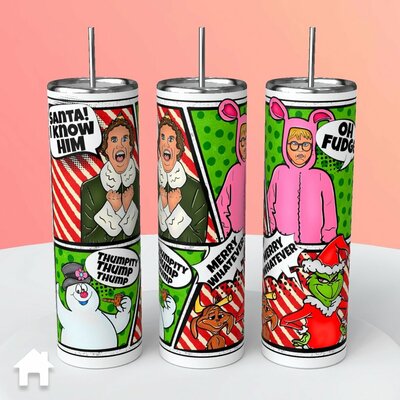 Christmas films quotes tumbler - elf, christmas story, frosty the snowman