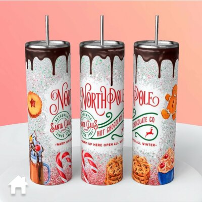 Christmas north pole chocolate company tumbler