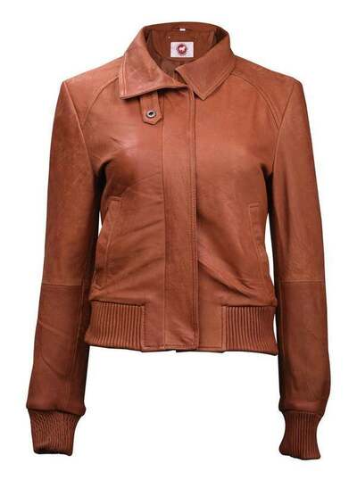 Black Tan and Brown Bomber Real Leather Jacket Women